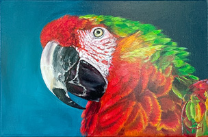 Wall art Macaw - Original acrylic parrot painting