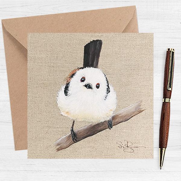 Long-tailed tit greeting card